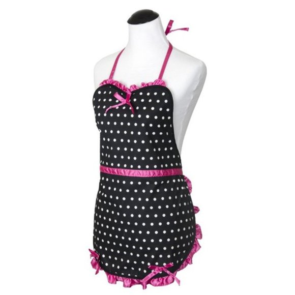 🆕 Flirty Aprons Dreamy Dots | Black/Pink - Picture 1 of 7